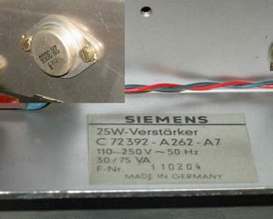 Klangfilm Siemens Eurodyn 6SELA 100V Rack amplifier solid state transistorized transistor 2N3055 C-72392-A262-A7