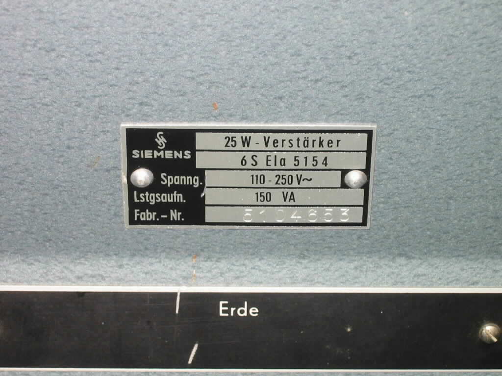 Klangfilm Siemens Eurodyn 6SELA 100V Rack amplifier tube preamp