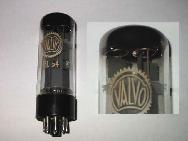 Mullard Philips EL34 6CA7 with dark brown base Blackburn xf2 code double ring getter